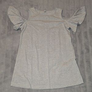 Elegant Gray Cold Shoulder Top